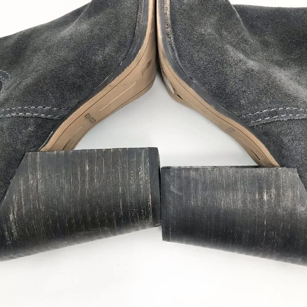 Dolce Vita Gray Suede Leather Soft Structure Western Style Heeled Ankle Boots